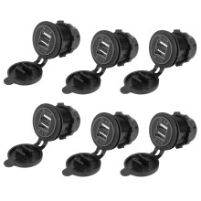 6X 5V 4.2A Dual 2USB Charger Socket Adapter Power Outlet for 12V 24V Car Motorcycle()