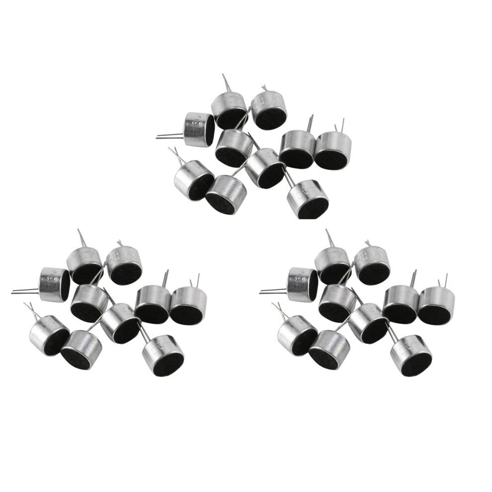 30 Pcs 2 Pin Mic Capsule Electret Condenser Microphone Silver Tone Black 4713096785596