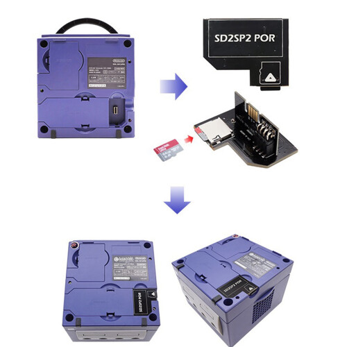 2X SD2SP2 Pro  Card Adapter Load SDL Micro- Card TF Card Reader for  Gamecube NGC NTSC Serial Port 2 1