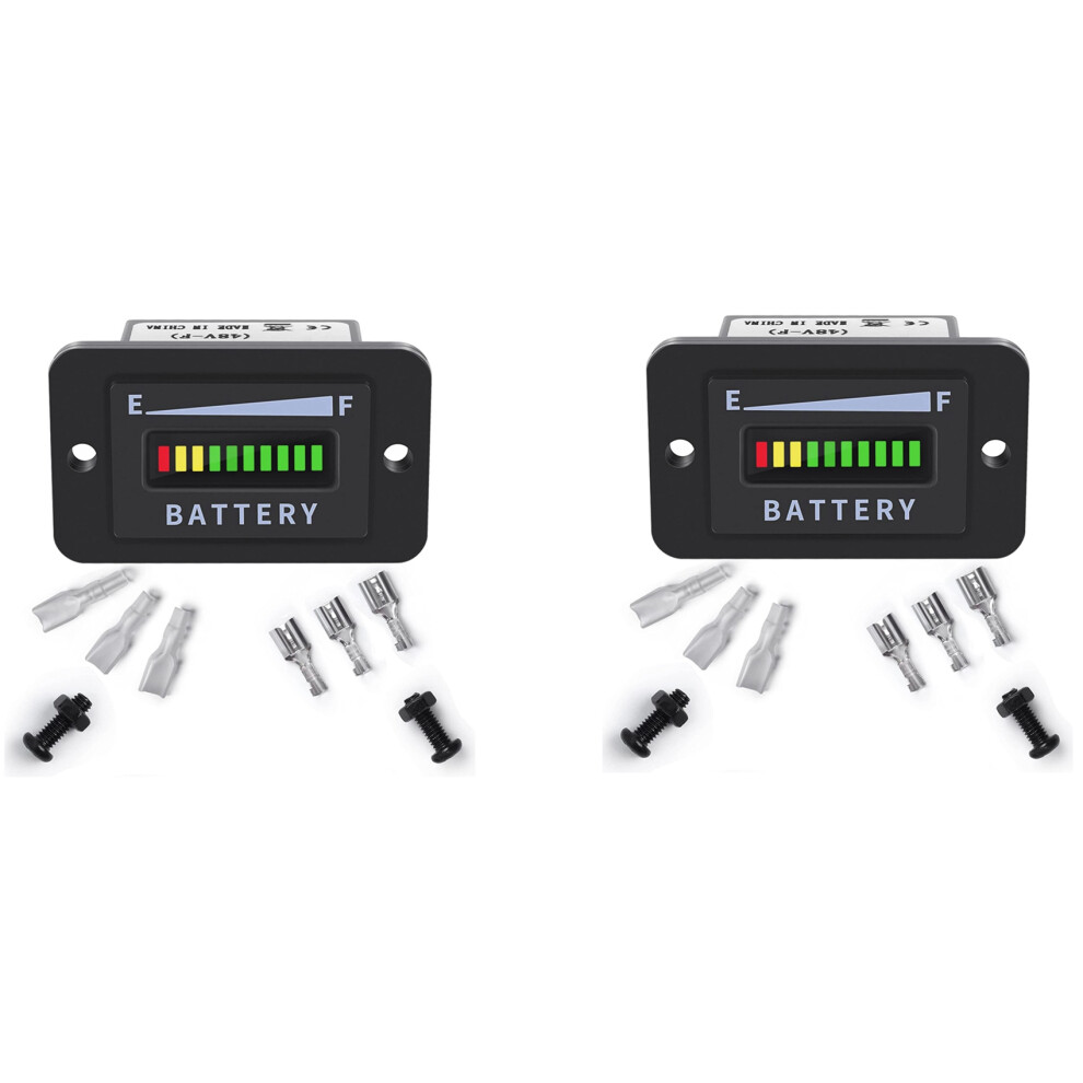 2X Cart Battery Meter 48V Led Battery Indicator Battery Gauge Battery Level Meter Ip65 For Club Car,Fork Lifts 4712170703150