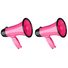 2X 25 Watt Compact Megaphone Speaker PA Bullhorn - with Built-in Siren, Voice Recorder, Bottle Opener,
