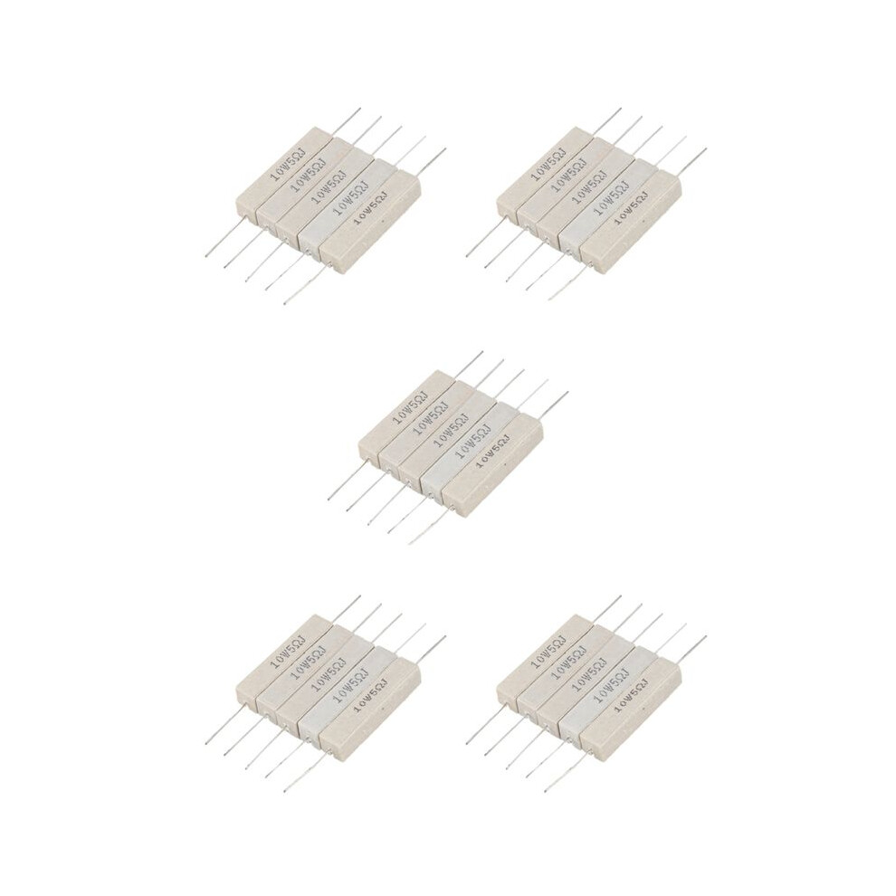 25Pcs Wirewound Ceramic Cement Resistor 5 Ohm 10W Watt 5% 4714166372982