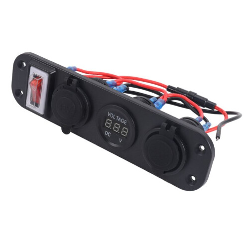 4X 4 em 1 Dual QC3.0 Power Charger C-Igarette Lighter Socket Voltímetro Digital com Rocker  e   Control 1