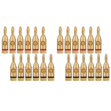 Gold-Plated Banana Plug or Connector (Open Screw Type) (12 Pairs (24 Plugs)) Audio Plug Speaker Wire Connector