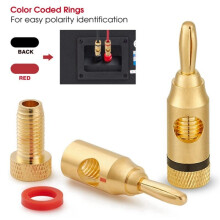 Gold-Plated Banana Plug or Connector (Open Screw Type) (12 Pairs (24 Plugs)) Audio Plug Speaker Wire Connector