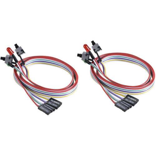 4PZ Computer Case ATX Power Sopra Off Reset  Cable con 2 LED Light Rosso Verde ATX Case Front Bezel Wire, 65cm 2