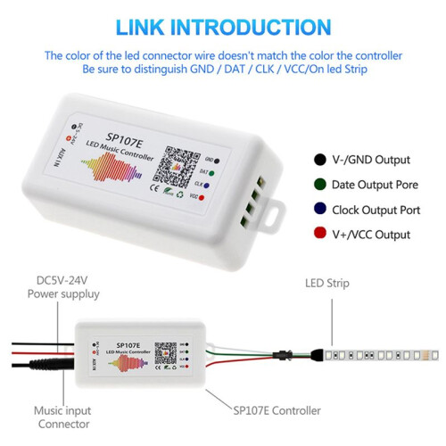 2X SP107E LED Controller   APP WS2811/2812B Light Strip Dimming LED Music Controller 1