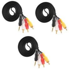 3 Stücke 4.9Ft Lang 3,5 mm Klinke Auf 3 Cinch Stecker Adapter AV-Verlaengerungskabel fuer TV VCD DVD
