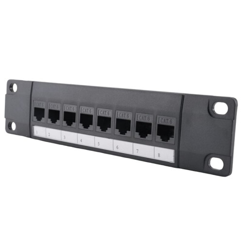 2X Patch Panel de 8 Portas CAT6 Straight-Through RJ45 Adaptador de Cabo de Rede Conector Ethernet Distribution Frame 1