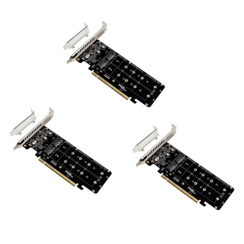 4X Double-Sided 4-Disk NVME  Card PCIeX16 to M.2 M-Key NVMEx4SSD 2U Server  Array Expansion Adapter Split Card
