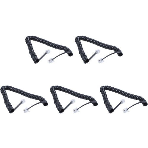 5X Replacement RJ9 4P4C Plug Coiled Stretchy Telephone Handsets Cable  Black