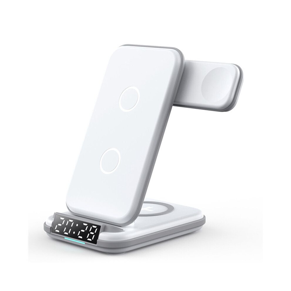 4 In 1 15W Led Fast Wireless Stand With Clock Charging Station For Watch Phone Multiple Devices 4713574082124