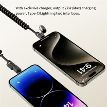 Superschnelles Ladekabel Fürs Auto, Feder-Datenkabel, 4-in-1, Passend für für , 16p USB-C-Kabel, Gold