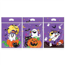 50Pcs Halloween Candy Cartoon Pumpkin  Gift Cookies Ziplock Bags Halloween Party Decor Kids Trick or Treat Favors