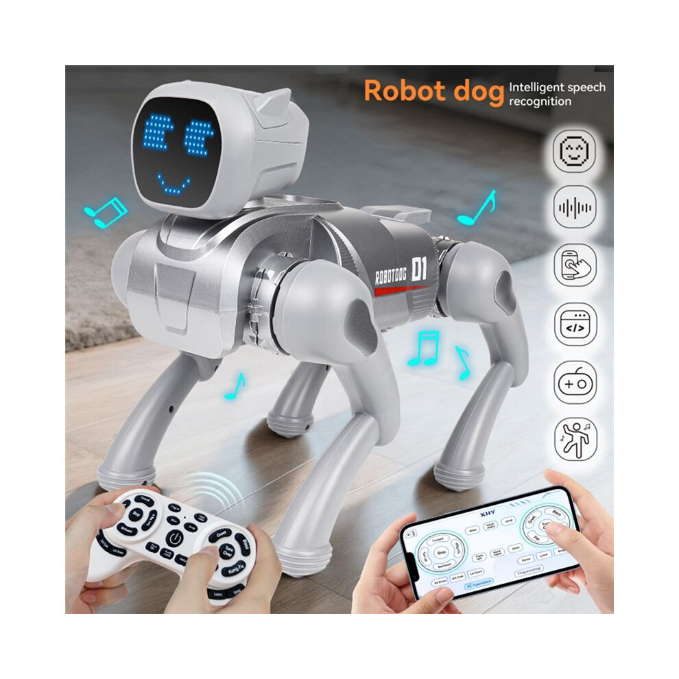 2.4G Intelligent Rc Robot Mechanical Dog Voice Dialogue Cute Expression Light App Remote Control Programming Toy 6034035845675