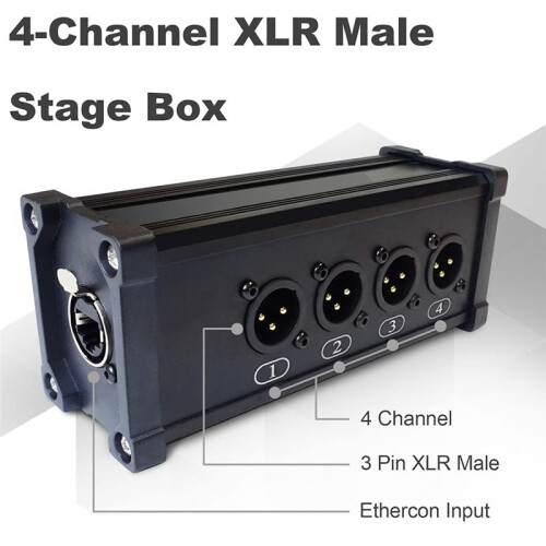 4-Channel 3-Pin Ethercon Cable Extender,XLR Network Cable Multi Extender for Stage Lighting and Recording Studio,XLR,DMX 2