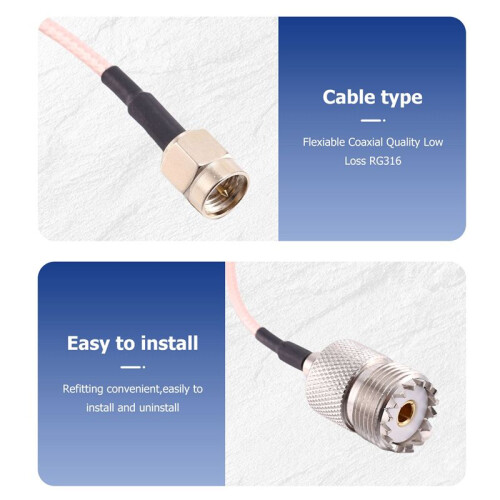 Antena de Mano Cable Sma Macho A Uhf So-239 Hembra Conectores 2