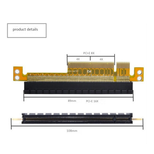 PCI-E Express 8X Bis 16X Extender Converter Riser-Kartenadapter Stecker auf Buchse 2