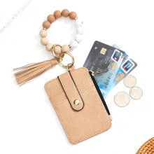 Boho Beaded Wristlet Keychain Wallet for Women Tassel Keychain Wallet Card Holder Purse Keychain