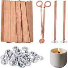 200 Pcs Wood Wicks for Candles Making,for Candle Making with Wick Trimmer, Replace Wooden Chip Wicks Holders,Natural Kit