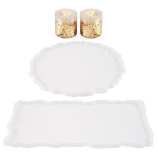 2 Pieces Tray Silicone Mold Kit Irregular Epoxy Resin Tray Molds for DIY Crafts (Rectangle+Round)