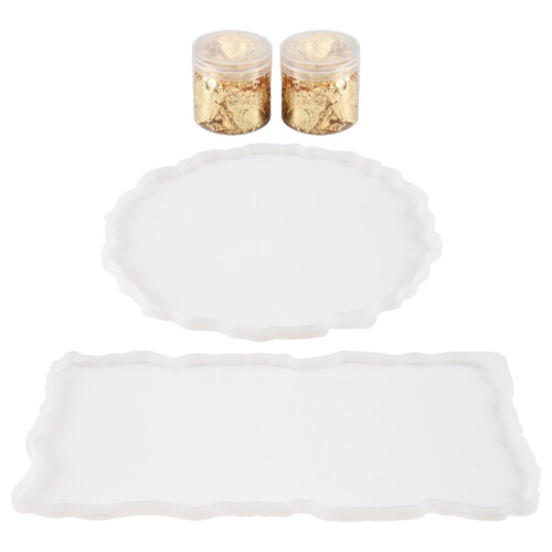 2 Pieces Tray Silicone Mold Kit Irregular Epoxy Re