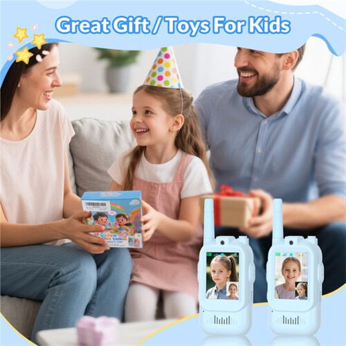 Walkie-Talkie Infantil com Tela HD de 2 Polegadas, Recarregável Via USB-C, com Chamada HD em um Clique, Ideal para Presentear Crianças. 1