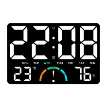 Horloge Murale Numérique avec Grand Écran LED, Date, Température et Humidité, Horloge Murale Électrique Moderne pour Chambre, Salle de Classe C