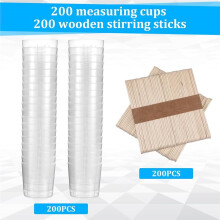 200 Packs 60ml/2oz Plastic Mixing Cups with 200 Pcs Wooden Stirring Sticks, Clear Epoxy Mixing Cup for Resin, Laboratory