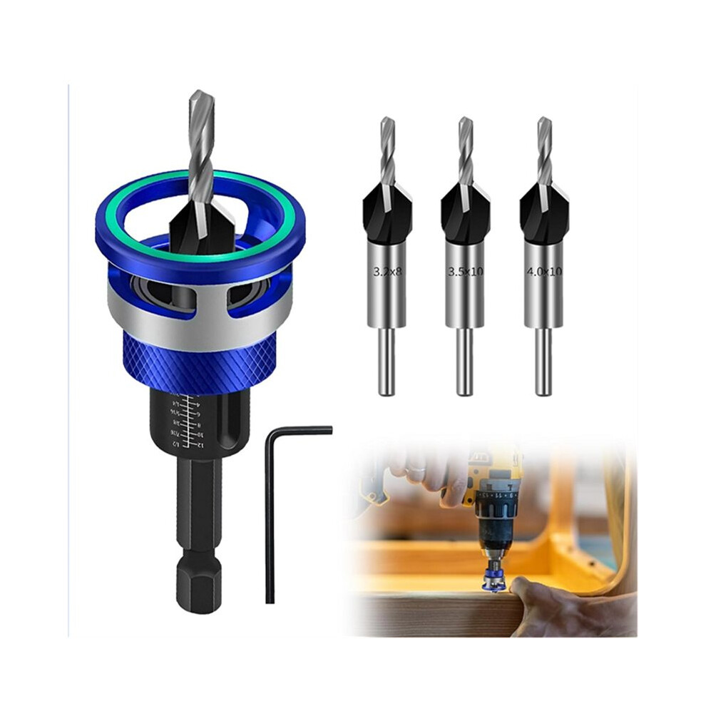 6-Piece Countersink Drill Bit Set Countersink Wood Drill Bit With Depth Stop,Precision Drilling For Woodworking 4713957561420