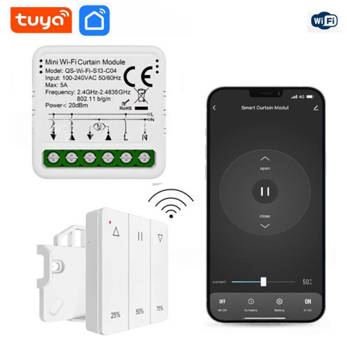 WIFi Curtain  Module with Remote Control Roller Blinds Shutter Motor  Control Voice  WIFi Curtain Module 2