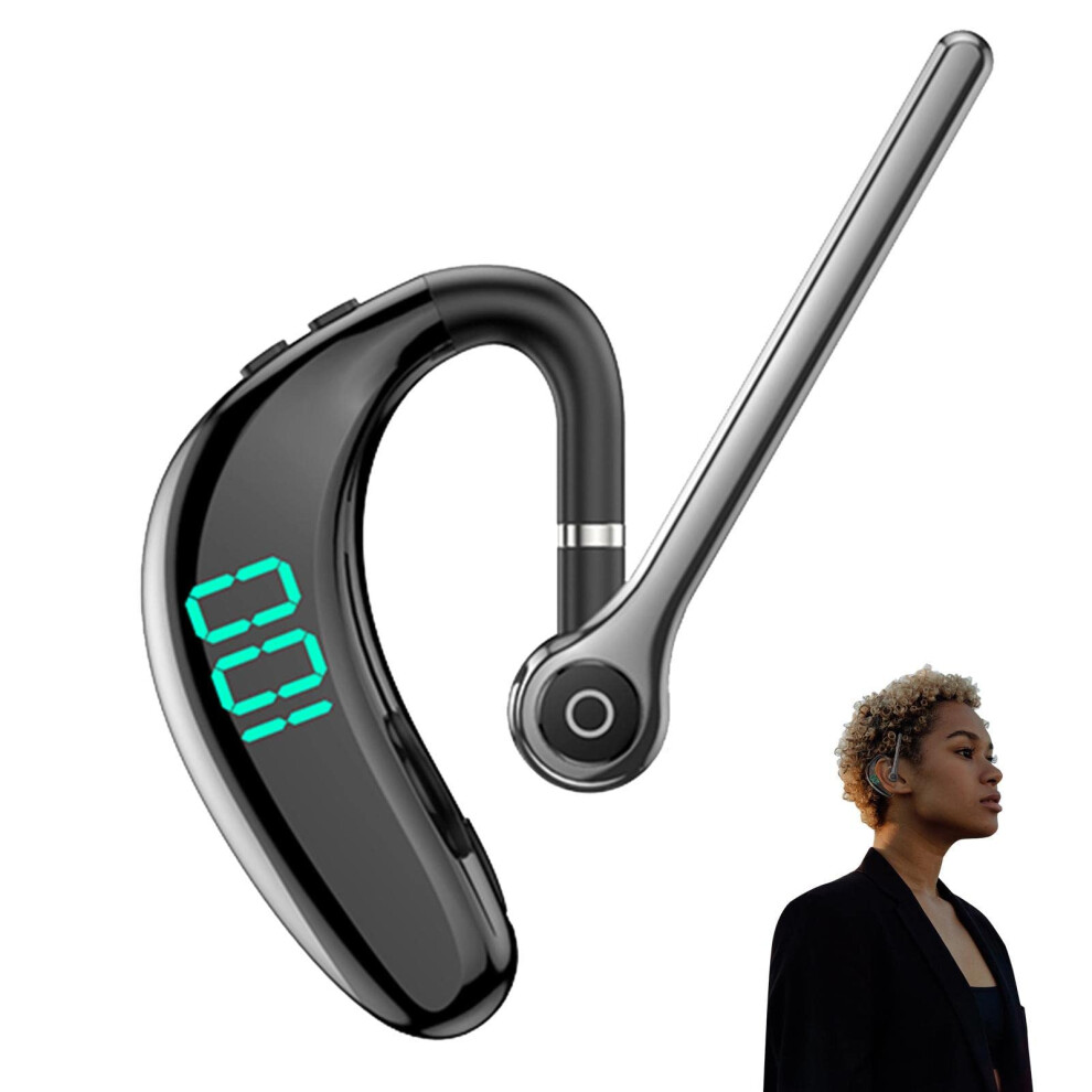 Wireless Earpiece With Microphone | V5.3 Waterproof Handsfree Headset With Noise Canceling Mic For Driving - Led Display 9347817952452