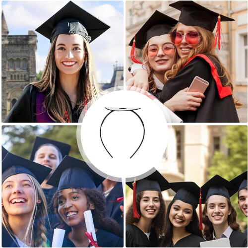 Graduation Hat Headband Insert, OneSize Elastic, AntiFall, Black, Compatible Graduation Cap 2