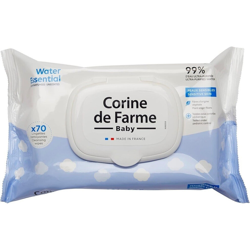 Corine De Farme 70-Count Unscented Baby Cleansing Wipes With 99% Water