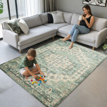(120x170cm (4ft x 5.6ft), Ember) Traditional Rug Cashmere Area Rug Luxury Soft Carpet Non Slip Floor Mat for Lounge Hallway Bedroom