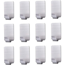 Self Adhesive Shower Hooks, Damage Free Wall Hooks For Multi-Surface Adhesion In Bathroom Kitchen Bedroom Closet, Waterproof Stainless Steel Design (1