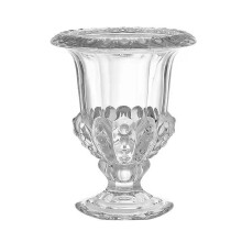 Élégant centre de table en verre, vase sur piédestal au style classique et au design vintage gravé, vase en verre polyvalent pour compositions