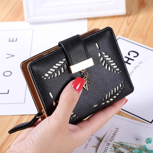 Women's Leaf Wallet, Bifold Credit Card Holder with Large Capacity, Leather Clutch for Versatile Functionality 2