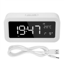 Stylish Wood Grain Surface Alarm Clock With Loud Dual Alarm Snooze Function Dimmable Night Light And Dual USB Charging Ports Modern Design Wake Up