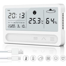 Digitales Raumthermometer mit LCD-Display, Hygrometer zur Temperatur- und Feuchtigkeitsmessung für Innenräume mit großem Display, Datumsanzeige
