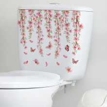 Adesivo para Assento Sanitário com Elegância Botânica, Adesivos de Vinil Removíveis para Decoração DIY à Prova d'Água, Conjunto de Adesivos
