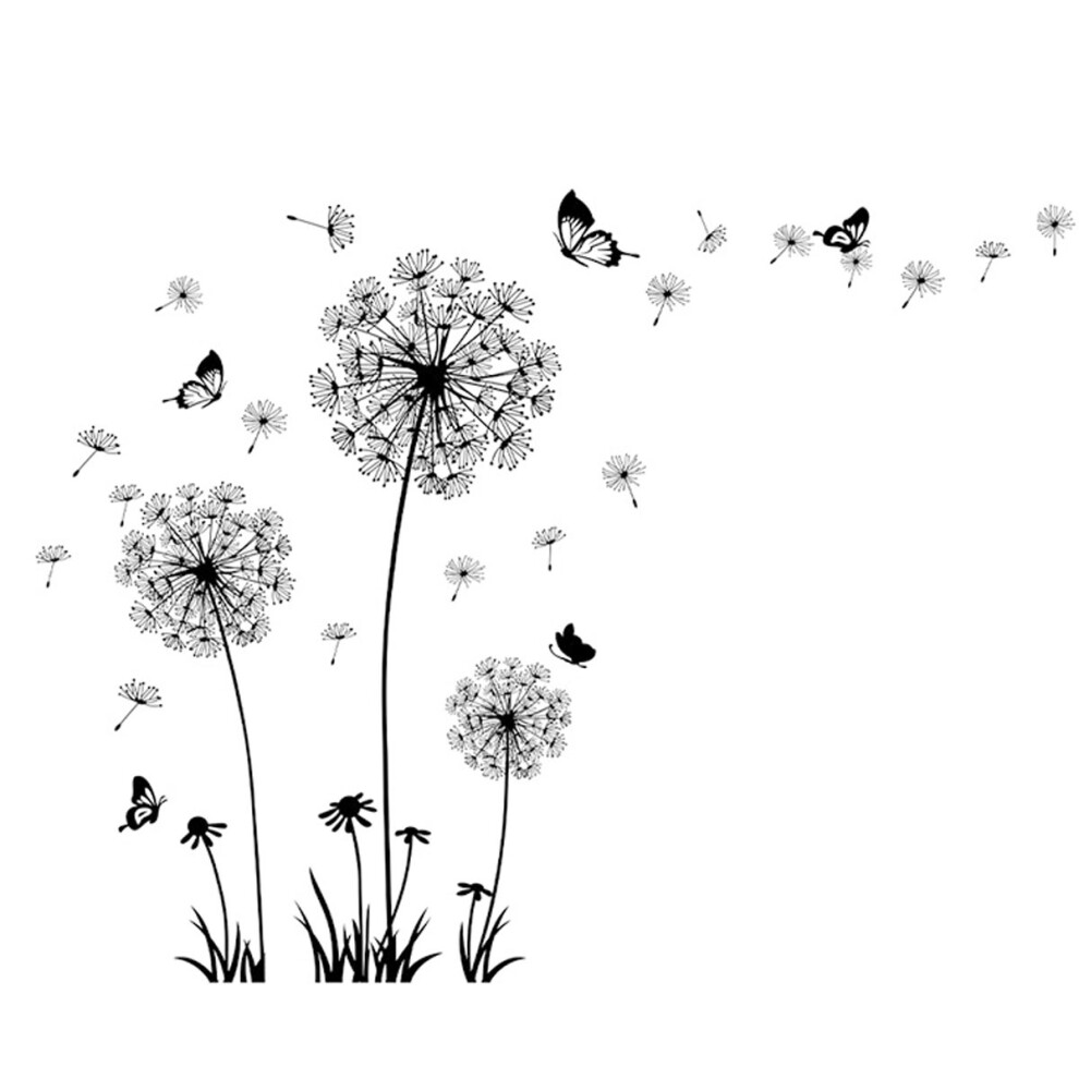 Durable Wall Decals For Kids Room Decoration, Removable Wall Stickers Dandelions And Butterflies, Smooth Surface Application, Living Room Decor,