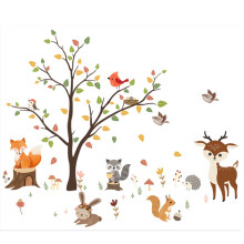 Adesivi murali con animali del bosco, alberi decorativi per la cameretta dei bambini, impermeabili e dai colori vivaci, perfetti per i più piccoli.
