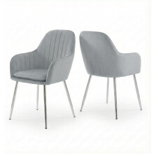 Alivio Velvet Accent Arm Chairs with Metal Legs (Pack of 2,Grey)
