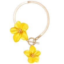 Trendy Floral Anklet For Daily Wear Sturdy Alloy Beach-Yellow