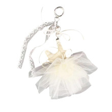 Stylish Ballet Dance Keychain Pearls Laces-White skirt