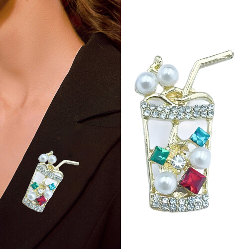 Bubble Teas Cup Pin With Secure Fastening Pearls Juice Drinks 1