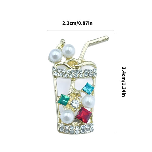Bubble Teas Cup Pin With Secure Fastening Pearls Juice Drinks 2