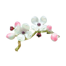 Brooch With Plum Flower Detailing Rhinestones Floral Shaped-2