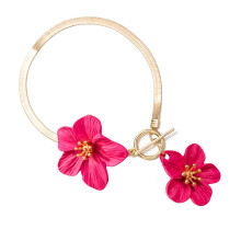 Bracelet de cheville élégant à fleurs 3D, chaßne OT-Rose
